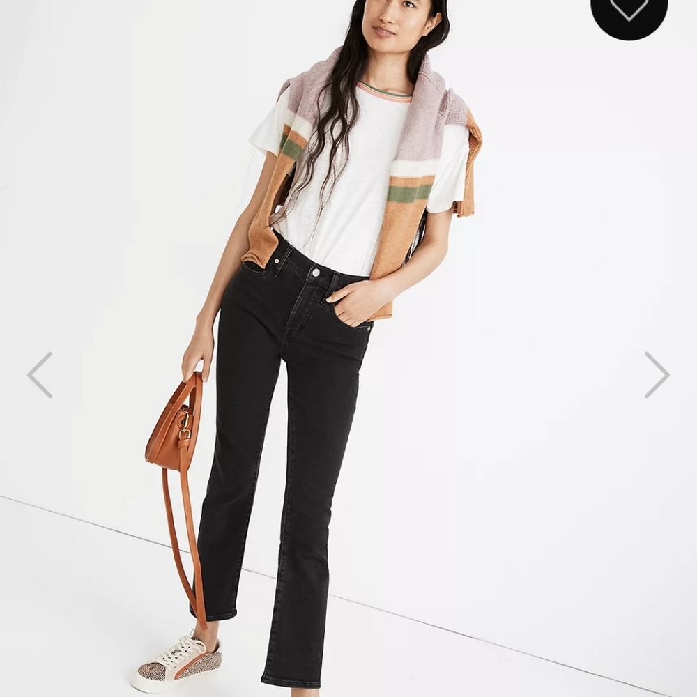 Madewell dark grey wash jeans boot cut cropped